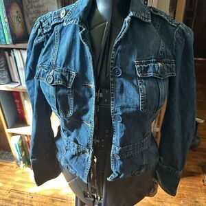 American Eagle denim fitted classic moto S jacket
